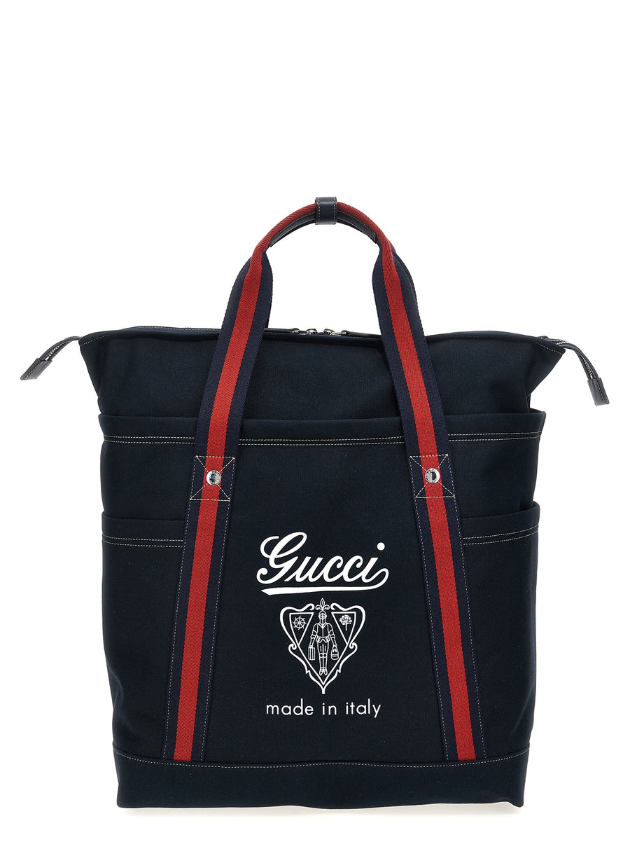 GUCCI Large Coat of Arms Shopping Bag – Blue